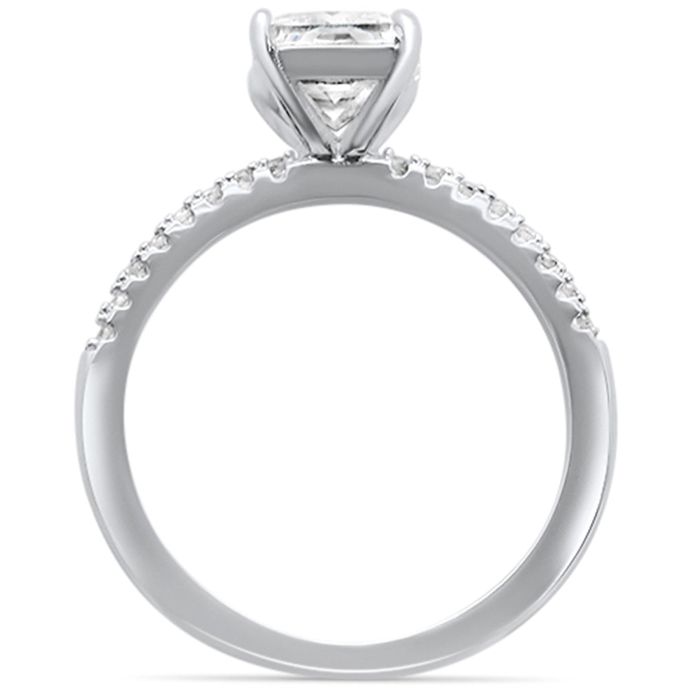 2.50ct 9x7mm Radiant Cut & Round Cubic Zirconia .925 Sterling Silver Solitaire Engagement Ring Sizes 4-9