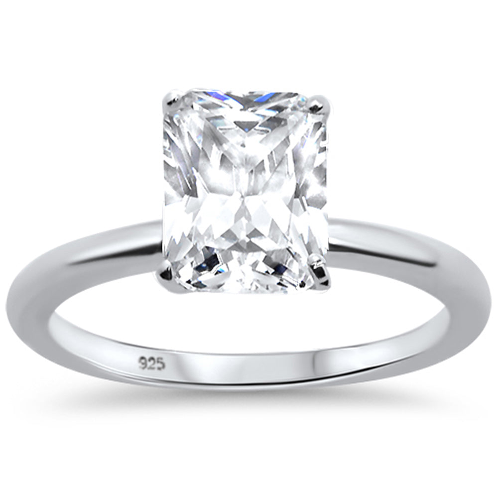 2.50ct 9x7mm Radiant Cut Cubic Zirconia .925 Sterling Silver Solitaire Engagement Ring Sizes 4-9