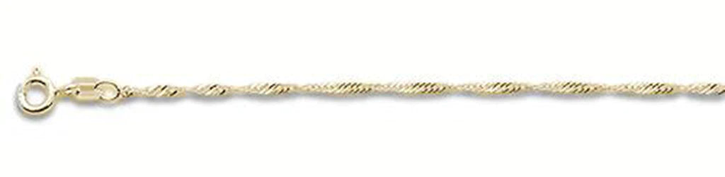 025-1.6MM Yellow Gold Plated Singapore Chain .925 Solid Sterling Silver Available In 16"- 22" Inches