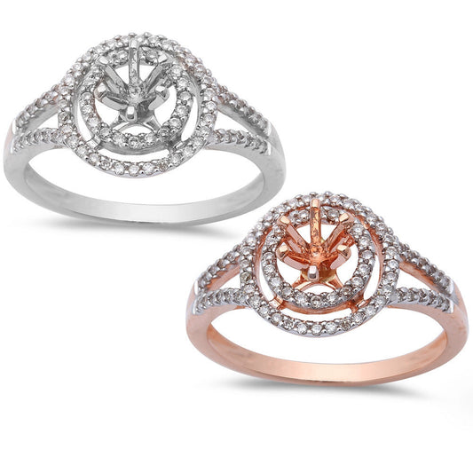 DIAMOND CLOSEOUT! .22ct Round Halo Style Semi Mount Engagement Ring 14kt White or Rose Gold Sz 6.5
