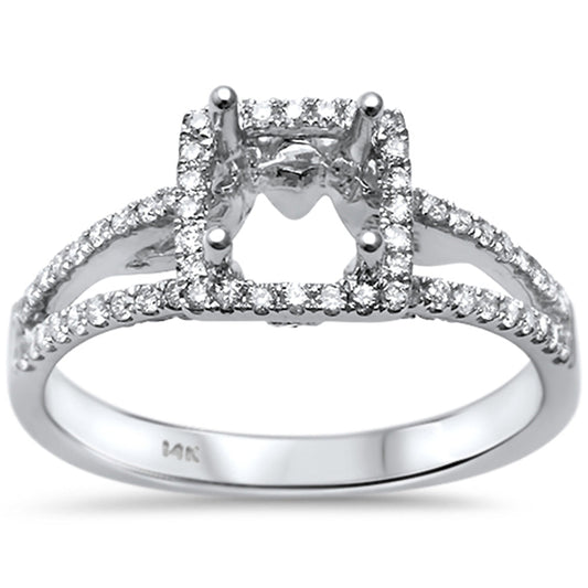 DIAMOND CLOSEOUT! Halo style .52ct 14k White Gold E-SI Princess Diamond Semi Mount Engagement Ring