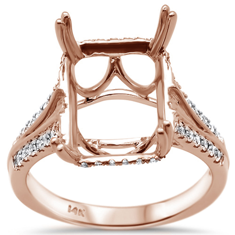 DIAMOND CLOSEOUT! .32ct 14k Rose Gold Radiant Emerald Cut Diamond Semi Mount Ring Size 6.5