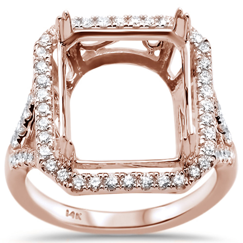 DIAMOND CLOSEOUT! .67ct 14k Rose Gold Emerald Radiant Cut Diamond Semi-mount Ring Size 6.5