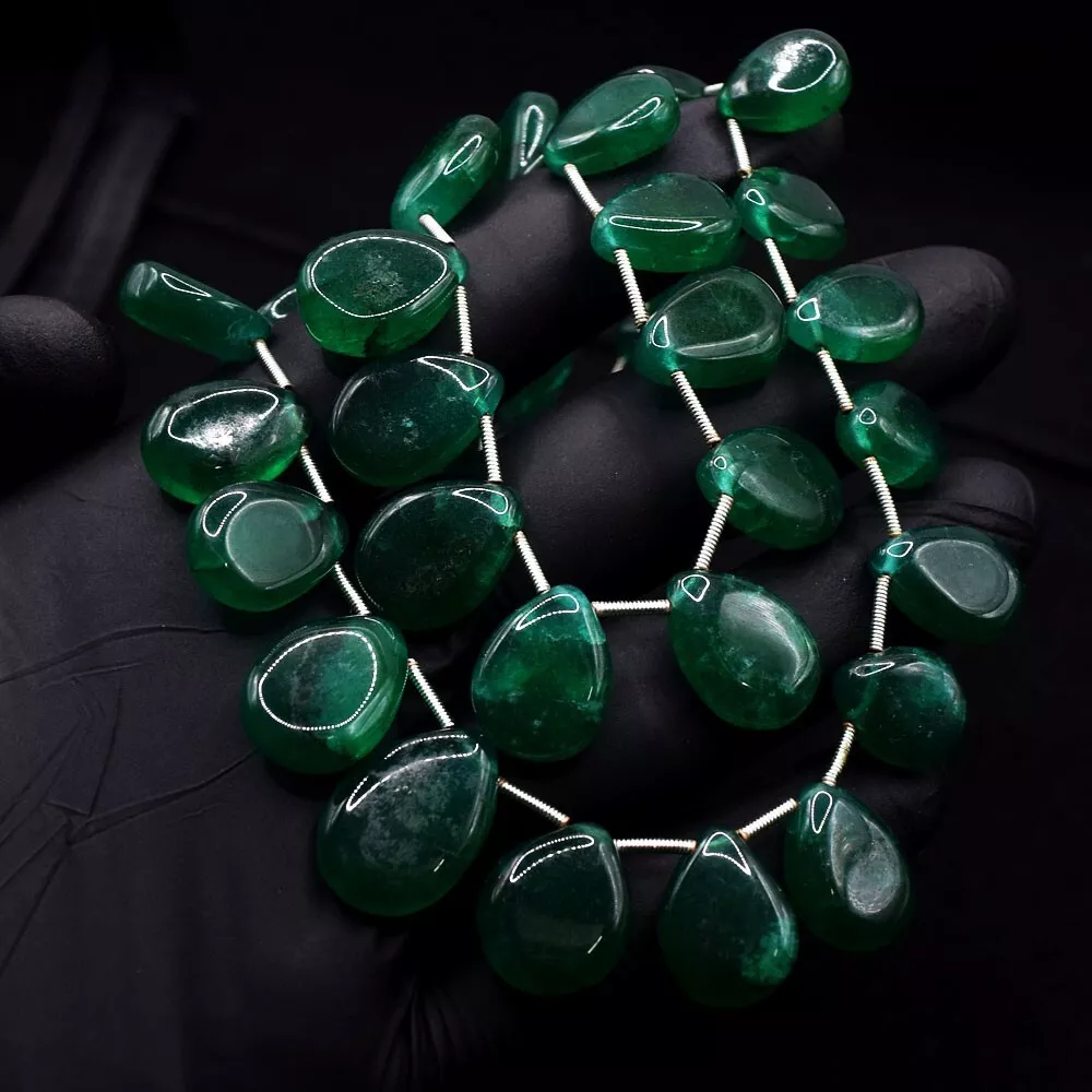 2 Strand Womens Green Emerald 557.00 Cts Beautiful Necklace Jewelery VK 27 E655