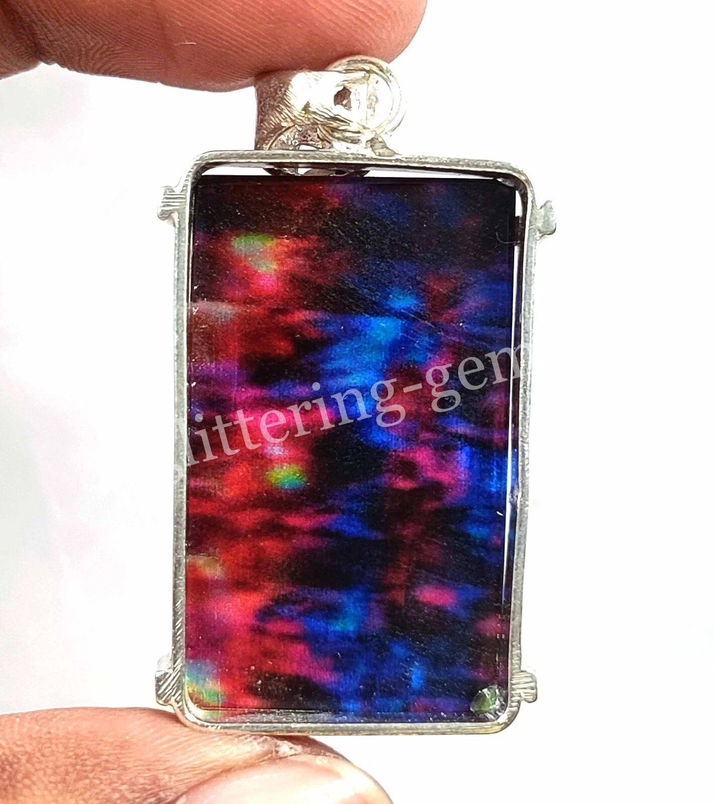IGL 72.15 Ct Natural Ammolite Emerald 925 Solid Silver Pendant Loose Gems NA