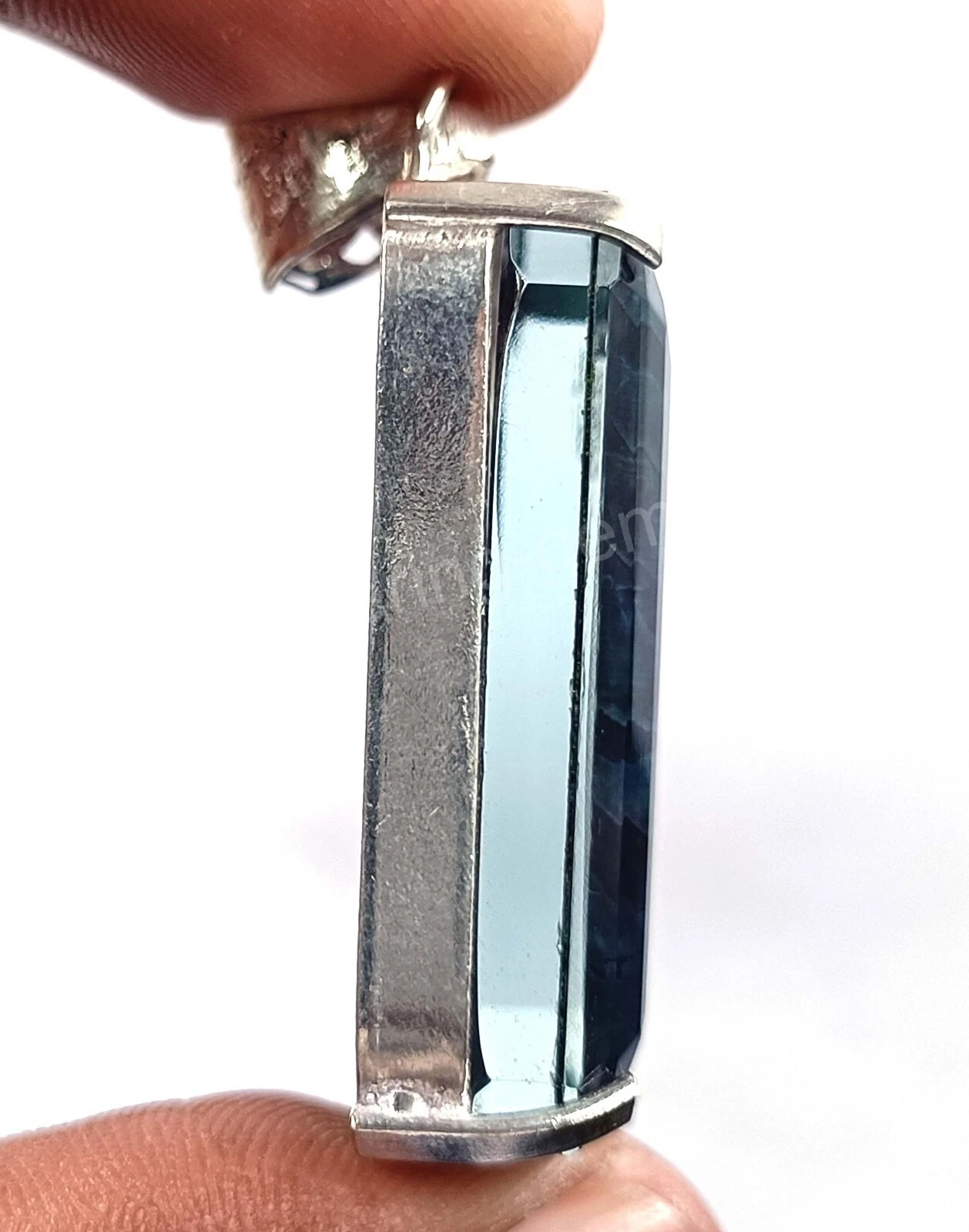 IGL 79 CT Natural Emerald Cut Ammolite 925 Solid Silver Pendant Loose Gems 5JSC