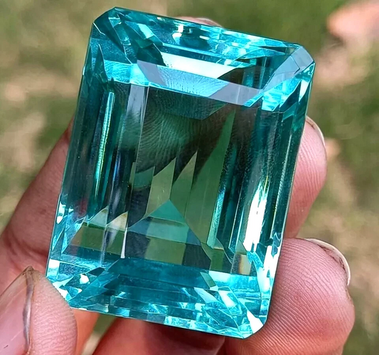 Certified Natural Brazilian 250 Ct Sky Blue Emerald Cut Topaz Loose Gemstone