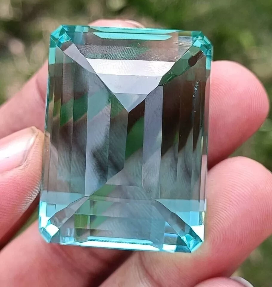 Certified Natural Brazilian 250 Ct Sky Blue Emerald Cut Topaz Loose Gemstone