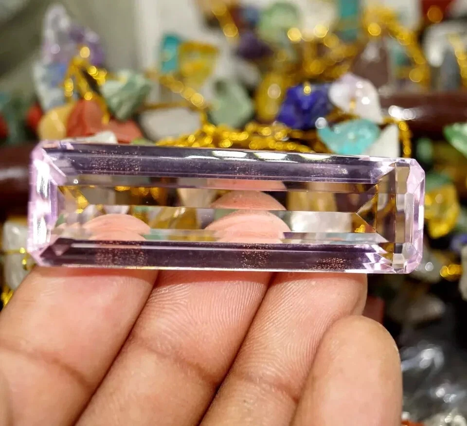 EGL Certified Natural Brazilian 94.35 Ct Pink Emerald Cut Topaz Loose Gemstone