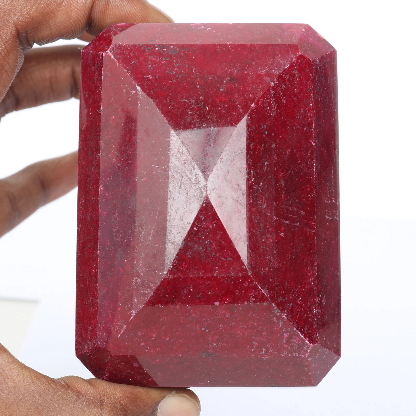 Certified Natural Big Size Red Ruby 2505 Ct. Faceted Emerald Cut Loose Gemstone