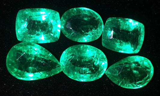 Loose Gemstone Natural Emerald 8-10 Ct 6 Pcs Lot Certified Colombian Emerald E76