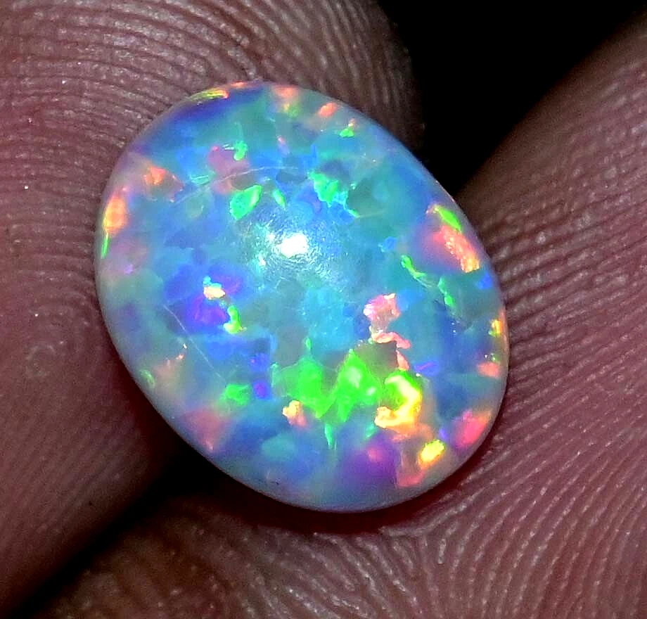 3.95 Ct Natural Ethiopian Fire Opal Certified Play of Color Untreated Gemstone