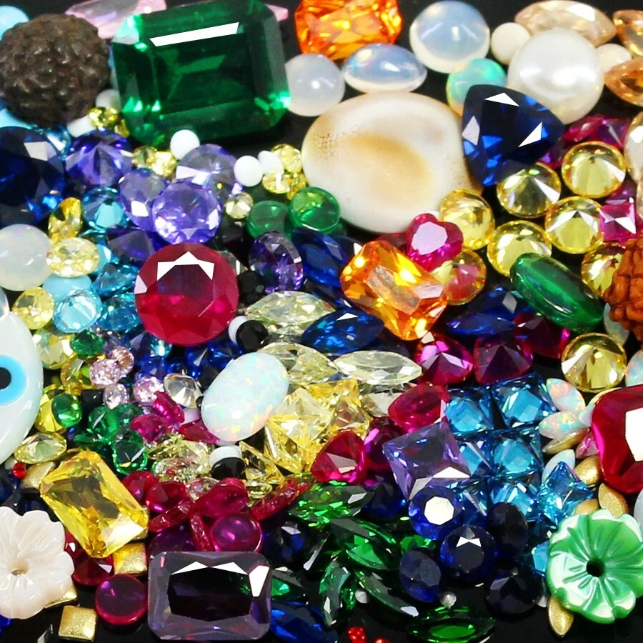 Certified Natural Diamond MOGOK Ruby Emerald Sapphire Turquoise Amethyst 128 Pcs