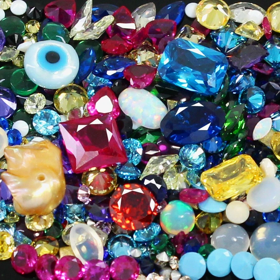 Certified Natural Diamond MOGOK Ruby Emerald Sapphire Turquoise Amethyst 128 Pcs