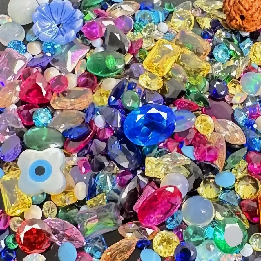 Certified Natural Diamond MOGOK Ruby Emerald Sapphire Turquoise Amethyst 128 Pcs