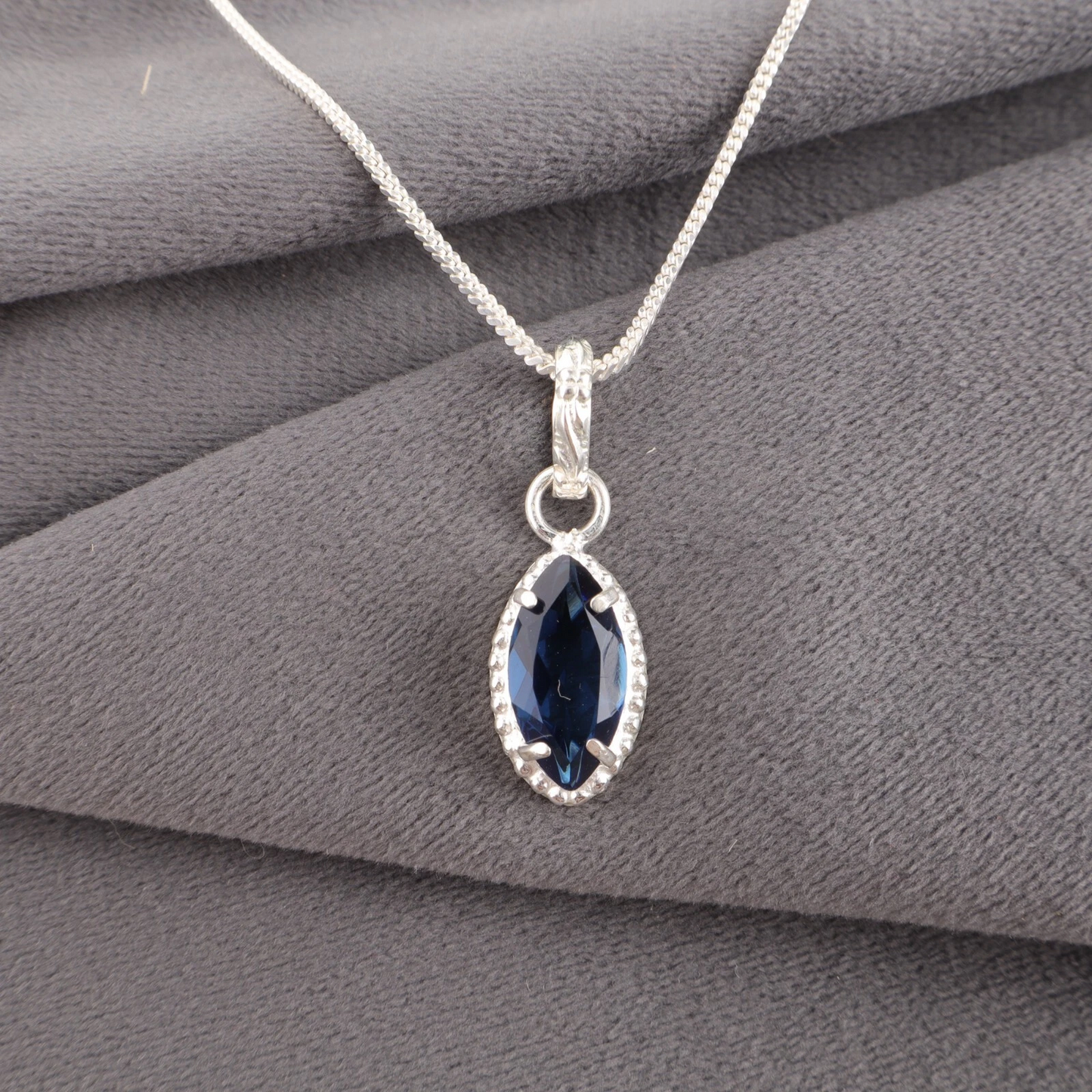 London Blue Topaz Gemstone Handmade 925 Sterling Silver Jewelry Pendant Gift For Her