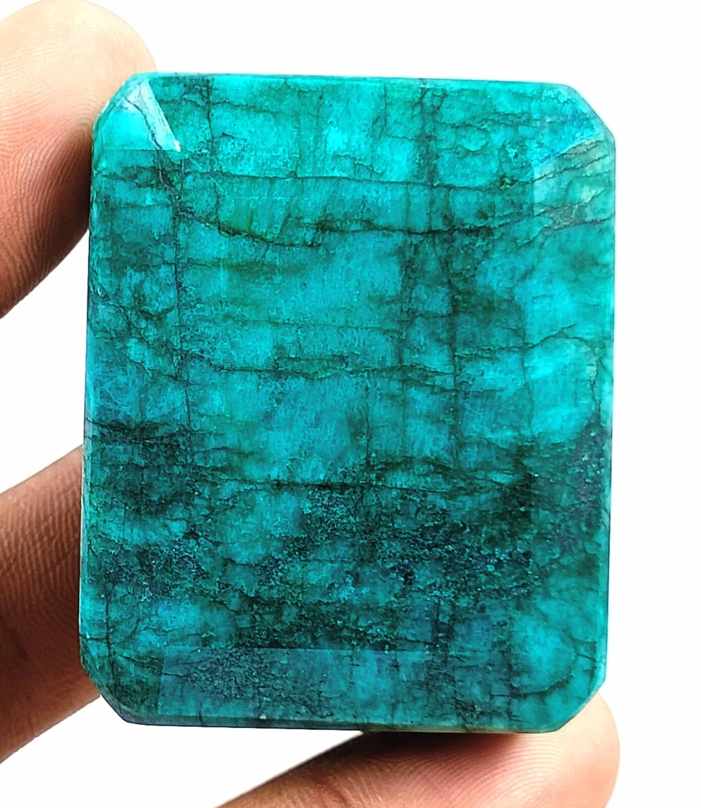 Unique Emerald Cut 594 Ct Certified Natural Colombia Green Emerald Gemstone AKD