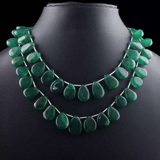 2 Strand Womens Green Emerald 557.00 Cts Beautiful Necklace Jewelery VK 27 E655