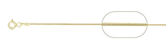 020-1MM Yellow Gold Plated Snake Chain .925 Solid Sterling Silver Available In 16"- 26" Inches