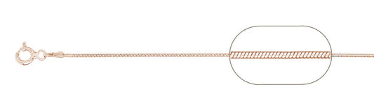 015-.9MM Rose Gold Plated Snake Chain .925 Solid Sterling Silver Available In 16"- 22" Inches