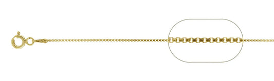 015-.8MM Yellow Gold Plated Box Chain .925 Solid Sterling Silver Available In 16"- 26" Inches