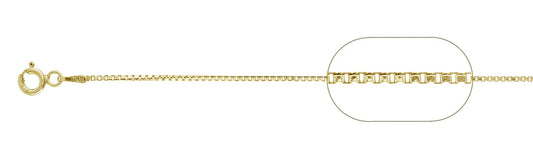 019-1MM Yellow Gold Plated Box Chain .925 Solid Sterling Silver Available In 16"- 26" Inches