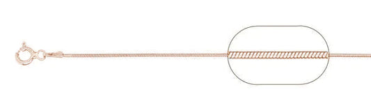 020-1MM Rose Gold Plated Snake Chain .925 Solid Sterling Silver Available In 16"- 26" Inches