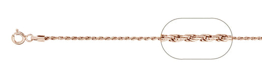 030-1.4MM Rose Gold Plated Rope Chain .925 Solid Sterling Silver Available In 16"- 20" Inches