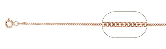 030-1.3MM Rose Gold Plated Curb Chain .925 Solid Sterling Silver Available In 16"- 22" Inches