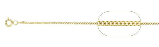 030-1.3MM Yellow Gold Plated Curb Chain .925 Solid Sterling Silver Available In 16"- 22" Inches