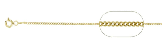 040-1.4MM Yellow Gold Plated Curb Chain .925 Solid Sterling Silver Available In 16"- 26" Inches