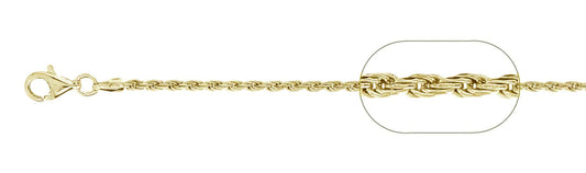 040-2MM Yellow Gold Plated Rope Chain .925 Solid Sterling Silver Available In 7"- 30 " Inches