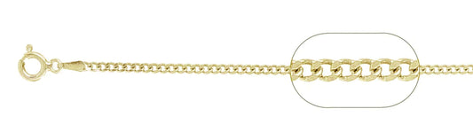 050-1.7MM Yellow Gold Plated Curb Chain .925 Solid Sterling Silver Available In 16"- 26" Inches