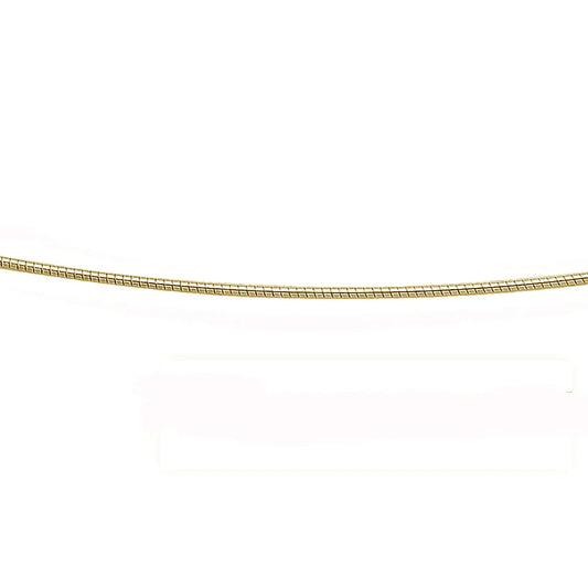1.25MM Yellow Gold Plated .925 Sterling Silver Round Omega Necklace Chain 16-18"