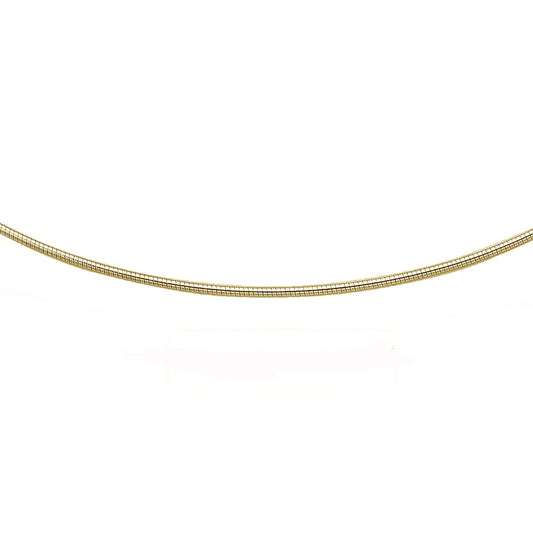 1.5MM Yellow Gold Plated .925 Sterling Silver Round Omega Necklace Chain 16-18"