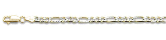 100-4MM Yellow Gold Plated Pave Figaro Chain .925 Solid Sterling Silver Available In 7"- 32" Inches