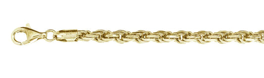 100-5MM Yellow Gold Plated Rope Chain .925 Solid Sterling Silver Available In 8"- 30" Inches