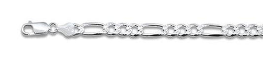 120-5MM Pave Figaro Chain .925 Solid Sterling Silver Available In 7"- 26" Inches