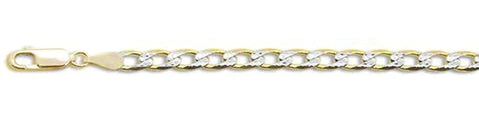 120-4.5MM Yellow Gold Plated Pave Curb Chain .925 Solid Sterling Silver Available In 7"- 26" Inches