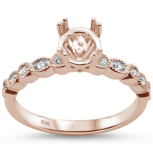 0.10cts 10k Rose Gold Semi-Mount Diamond Ring Size 6.5