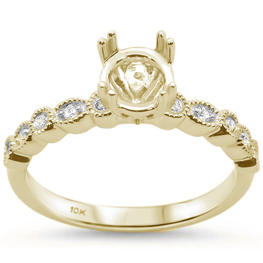 0.10cts 10k Yellow Gold Semi-Mount Diamond Ring Size 6.5