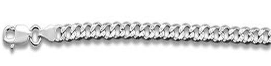 150-6MM Pave Curb Chain .925 Solid Sterling Silver Available In 8"- 30" Inches