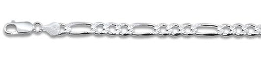 150-6.2MM Pave Figaro Chain .925 Solid Sterling Silver Available In 7"- 30" Inches