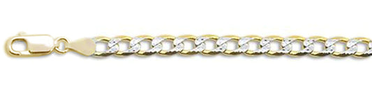 150-6MM Yellow Gold Plated Pave Curb Chain .925 Solid Sterling Silver Available In 8"- 32" Inches