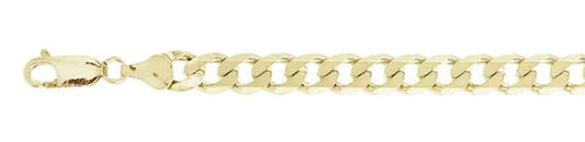 180-7.5MM Yellow Gold Plated Flat Curb Chain .925 Solid Sterling Silver Sizes 8-30"