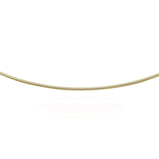 1MM Yellow Gold Plated .925 Sterling Silver Round Omega Necklace Chain 16-18"