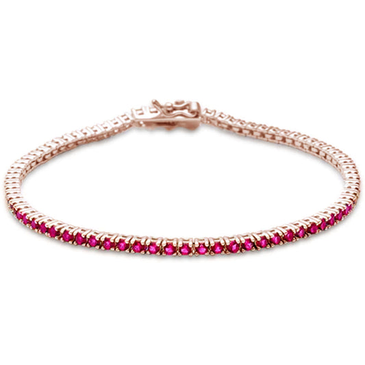 2.35ct G SI 14K Rose Gold Natural Ruby Tennis Bracelet 7"