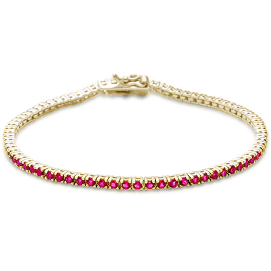 1.69ct G SI 14K Yellow Gold Natural Ruby Tennis Bracelet 7"