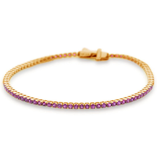 2.37ct G SI 14K Rose Gold Natural Pink Sapphire Tennis Bracelet 7"