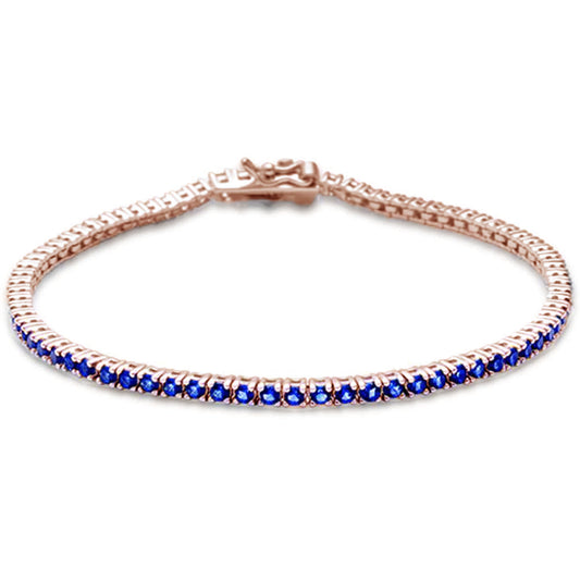 2.57ct G SI 14K Rose Gold Natural Blue Sapphire Tennis Bracelet 7"